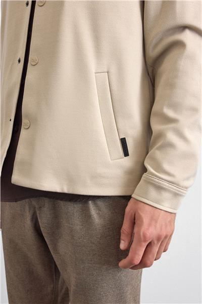 Bej Regular Fit Dıagonel Jakarlı Örme Mont Ceket