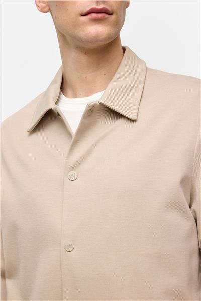 Bej Regular Fit Jakarlı Gömlek Yaka Mont