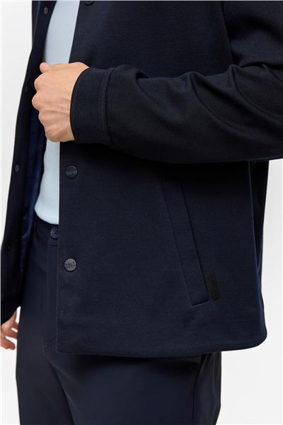 Lacivert Regular Fit Jakarlı Gömlek Yaka Mont