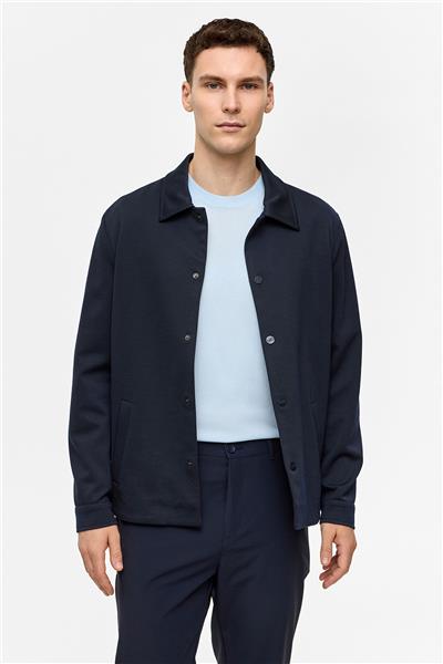 Lacivert Regular Fit Jakarlı Gömlek Yaka Mont