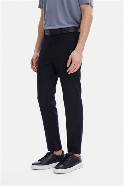 REGULAR FIT DIAGONEL JAKARLI ÖRME PANTOLON