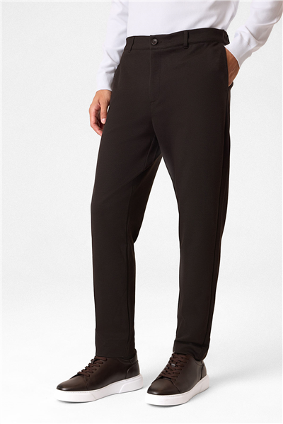 Kahve Regular Fit Diagonel Jogger Pantolon