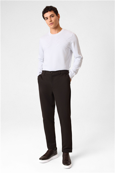 Kahve Regular Fit Diagonel Jogger Pantolon