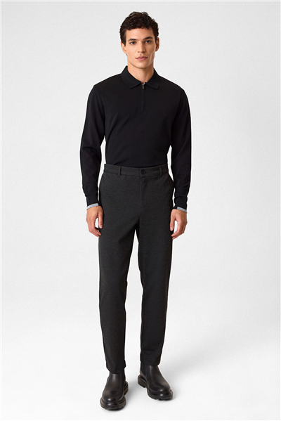 Regular Fit Diagonel Kahve Jogger Pantolon