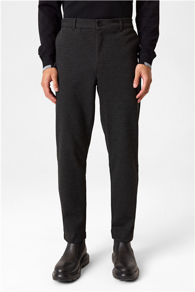 Regular Fit Diagonel Kahve Jogger Pantolon