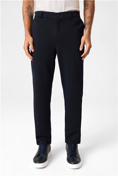 Regular Fit Diagonel Lacivert Jogger Pantolon