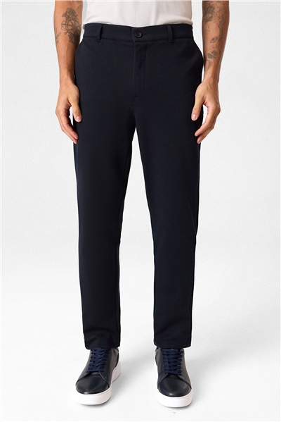 Regular Fit Diagonel Lacivert Jogger Pantolon