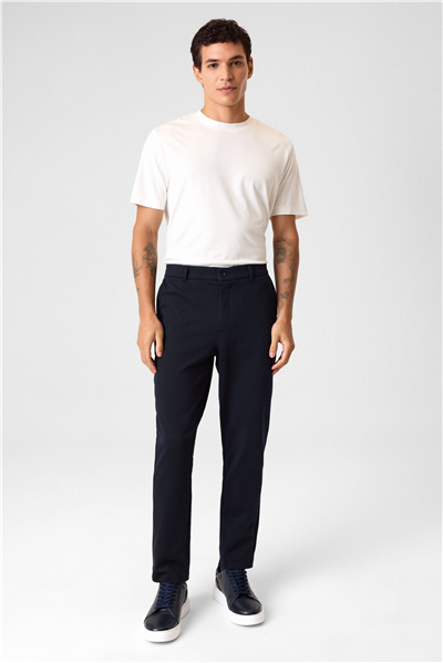 Regular Fit Diagonel Lacivert Jogger Pantolon