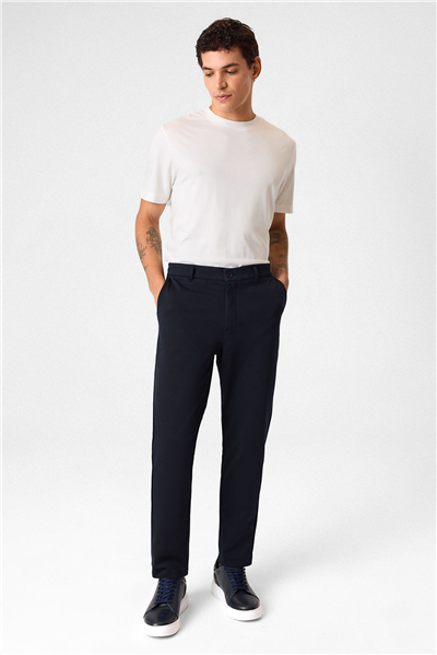 Regular Fit Diagonel Lacivert Jogger Pantolon