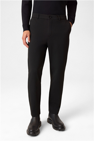 Regular Fit Diagonel Siyah Jogger Pantolon