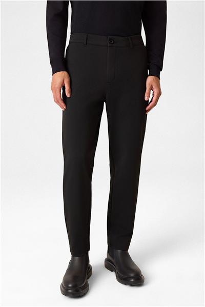 Regular Fit Diagonel Siyah Jogger Pantolon
