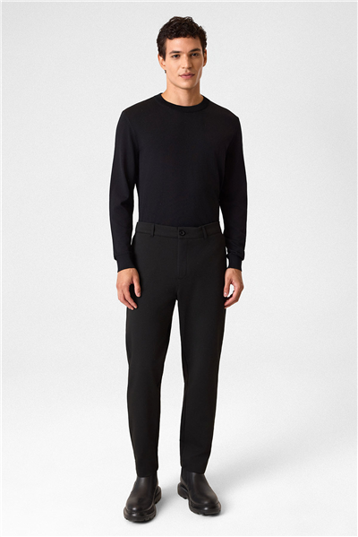 Regular Fit Diagonel Siyah Jogger Pantolon