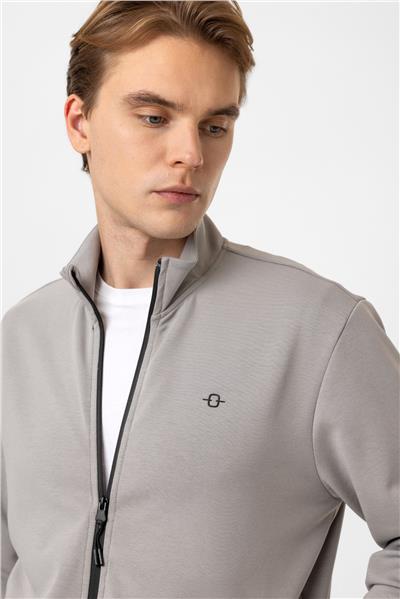 Regular Fit Dik Yaka Fermuarlı Sweatshirt