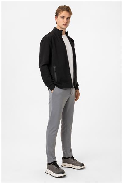Regular Fit Dik Yaka Fermuarlı Sweatshirt