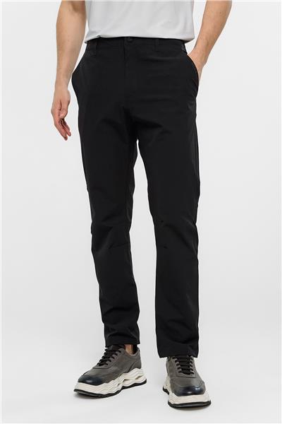 Siyah Regular Fit Dokuma Jogger Pantolon