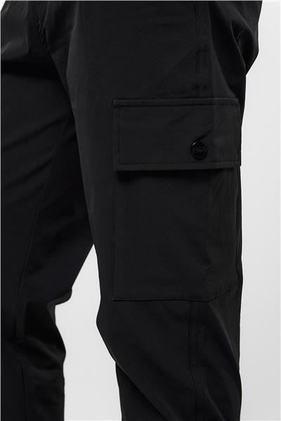 Siyah Regular Fit Dokuma Jogger Pantolon