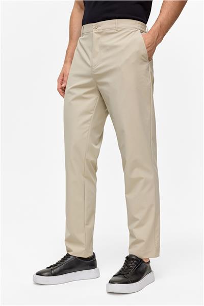 Bej Regular Fit Dokuma Pantolon