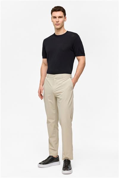 Bej Regular Fit Dokuma Pantolon