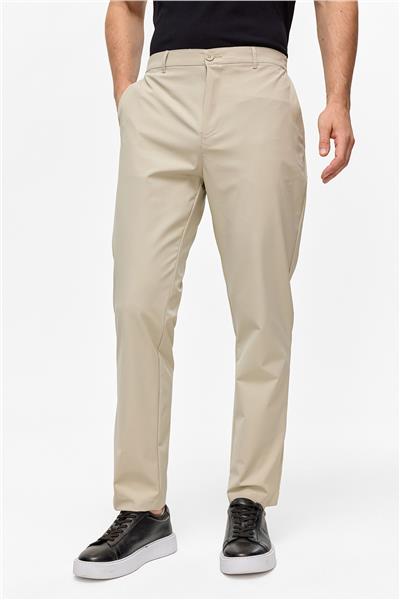 Bej Regular Fit Dokuma Pantolon