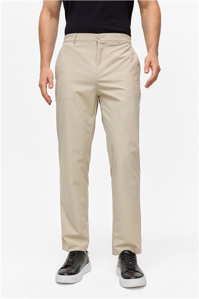 Bej Regular Fit Dokuma Pantolon