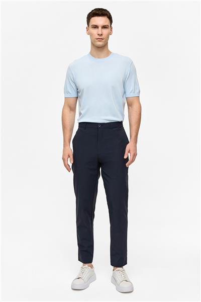 Lacivert Regular Fit Dokuma Pantolon