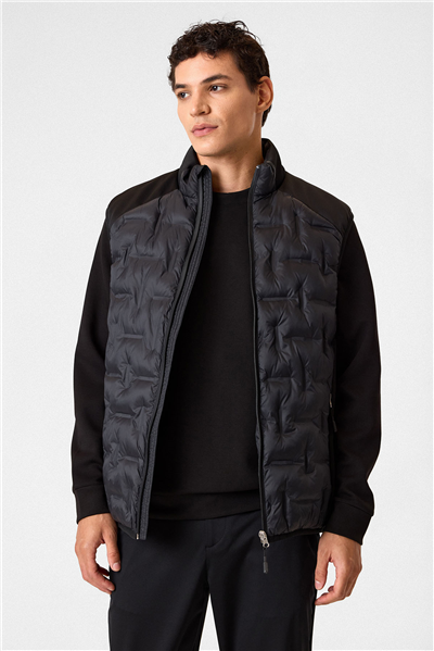 Regular Fit Siyah Dolum Yelek