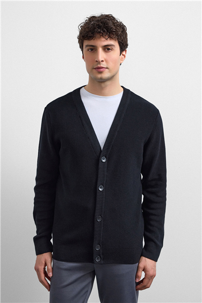 Siyah Regular Fit Hırka