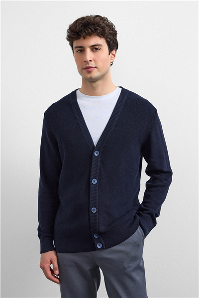 Lacivert Regular Fit Hırka