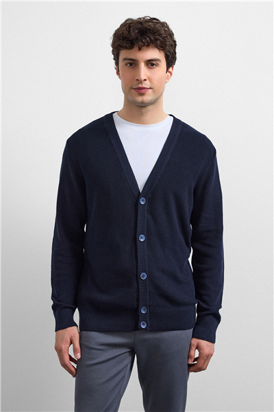 Lacivert Regular Fit Hırka