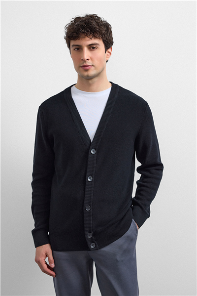 Siyah Regular Fit Hırka