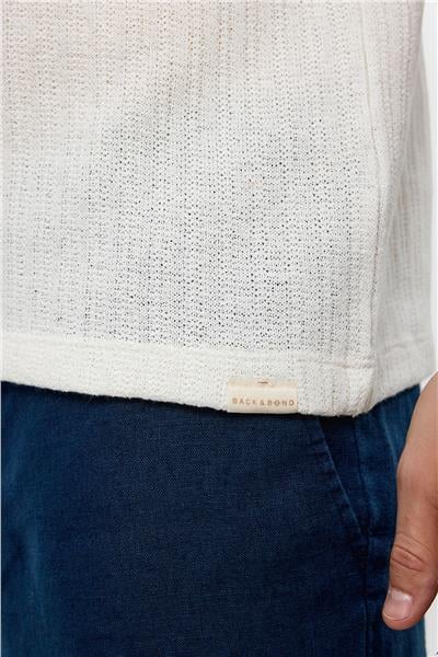 Beyaz Regular Fit Düğmesiz Polo Yaka Tişört