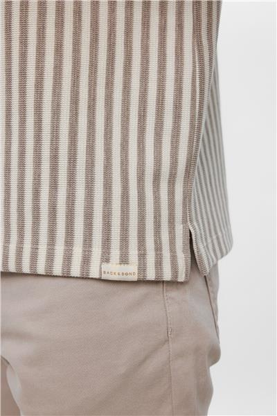 Bej Regular Fit Düğmesiz Polo Yaka Tişört