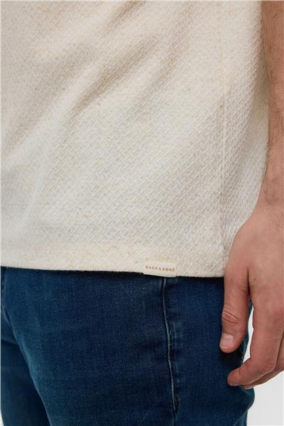 Ekru Regular Fit Düğmesiz Polo Yaka Tişört