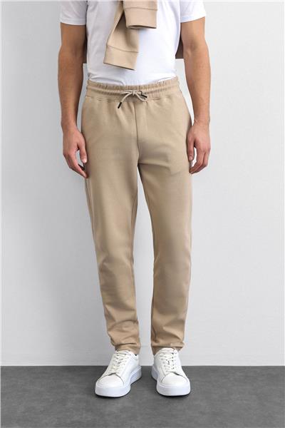 Bej Regular Fit Düz Paça Jogger Pantolon