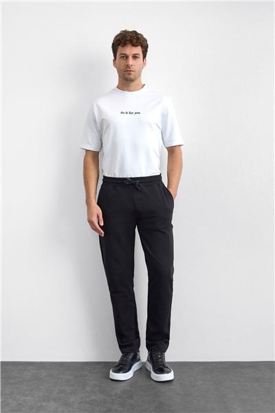 Siyah Regular Fit Düz Paça Jogger Pantolon