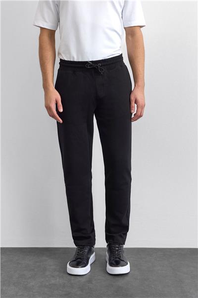 Siyah Regular Fit Düz Paça Jogger Pantolon