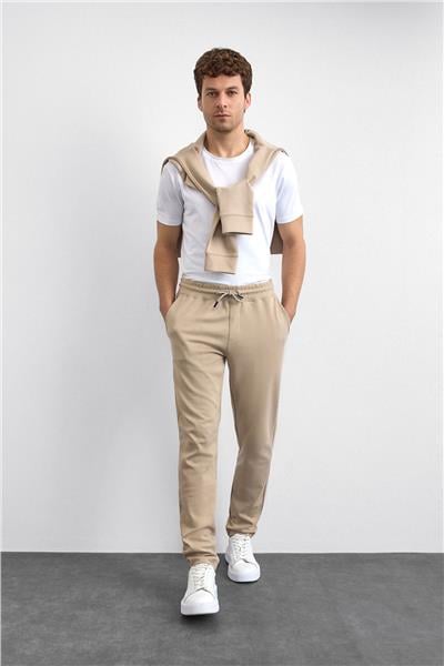 Bej Regular Fit Düz Paça Jogger Pantolon