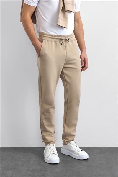 Bej Regular Fit Düz Paça Jogger Pantolon