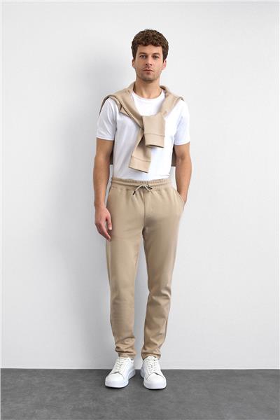Bej Regular Fit Düz Paça Jogger Pantolon