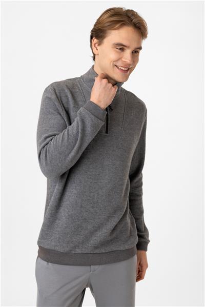 Regular Fit Fermuarlı Balıkçı Yaka Sweatshirt