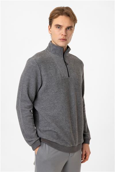 Regular Fit Fermuarlı Balıkçı Yaka Sweatshirt