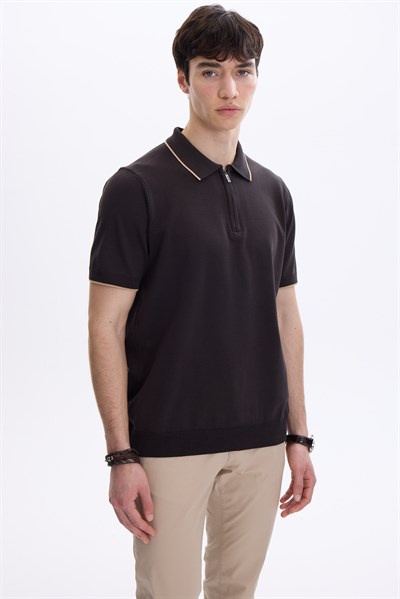Kahve  Regular Fit Örme Triko