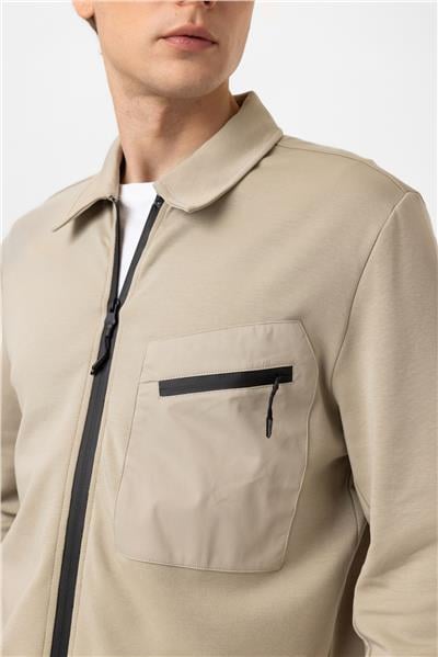 Regular Fit Fermuarlı Örme Gömlek