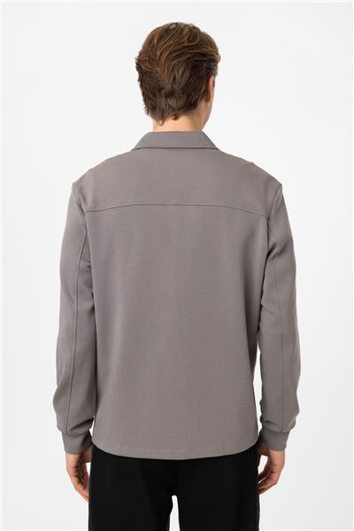 Regular Fit Fermuarlı Örme Gömlek