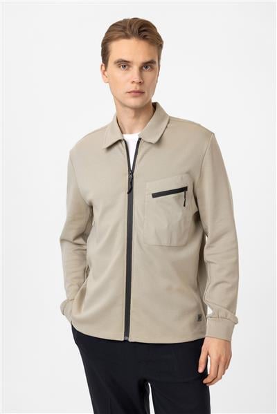 Regular Fit Fermuarlı Örme Gömlek