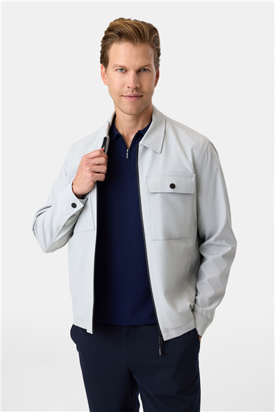 Regular Fit Fermuarlı Taş Rengi Mont