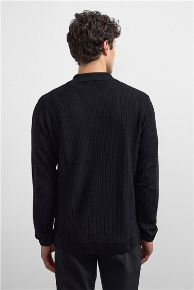 Siyahl Regular Fit Fitilli Triko Kazak