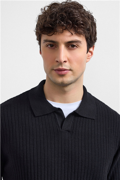 Siyahl Regular Fit Fitilli Triko Kazak