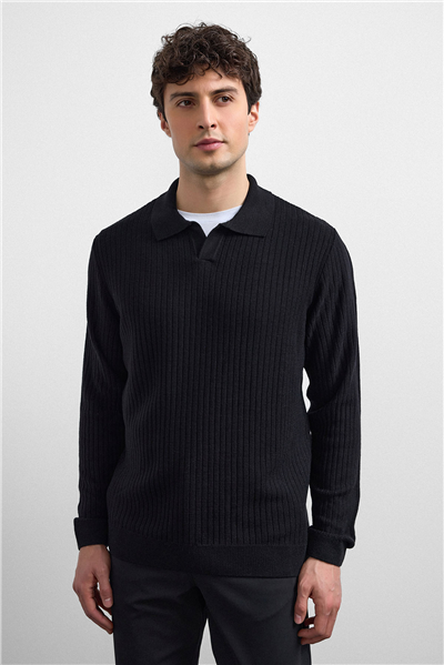 Siyahl Regular Fit Fitilli Triko Kazak