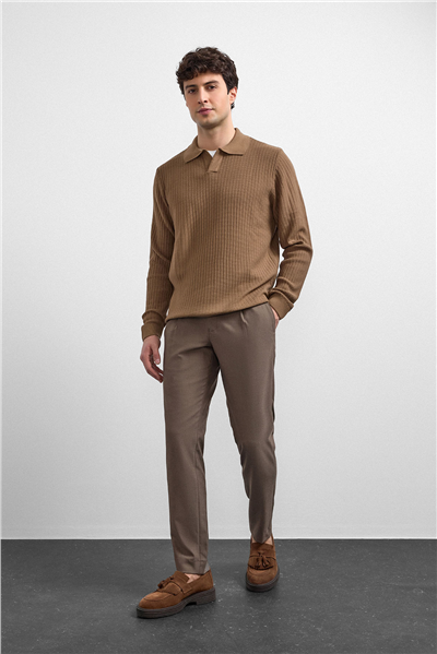 Camel Regular Fit Fitilli Triko Kazak
